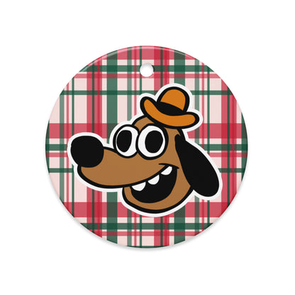 This is Fine Holiday Plaid Ceramic Ornament
