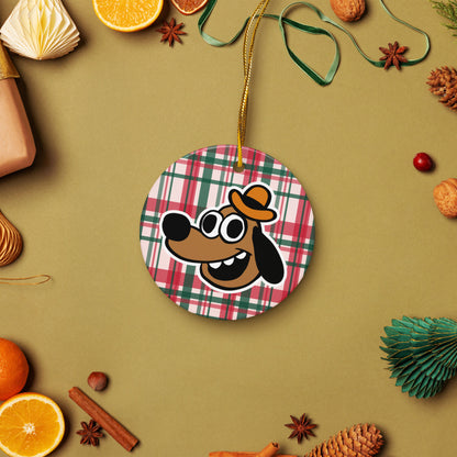 This is Fine Holiday Plaid Ceramic Ornament