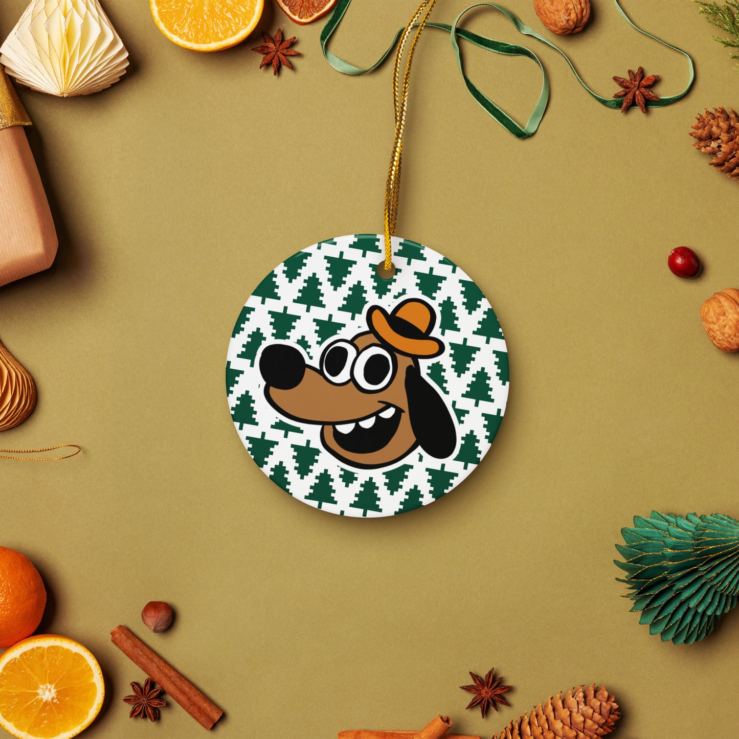 This is Fine Christmas Trees Ceramic Ornament